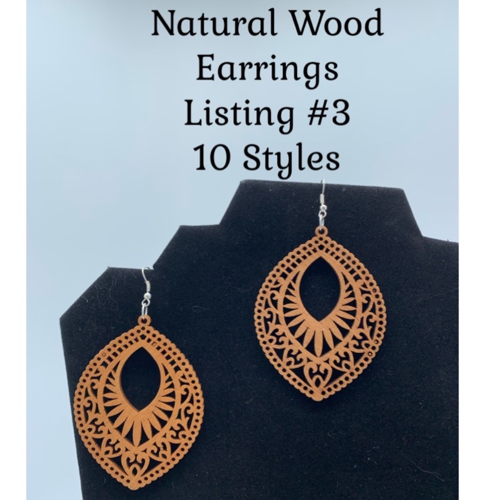 NWT Handmade Natural Wood Earrings in 10 Styles!